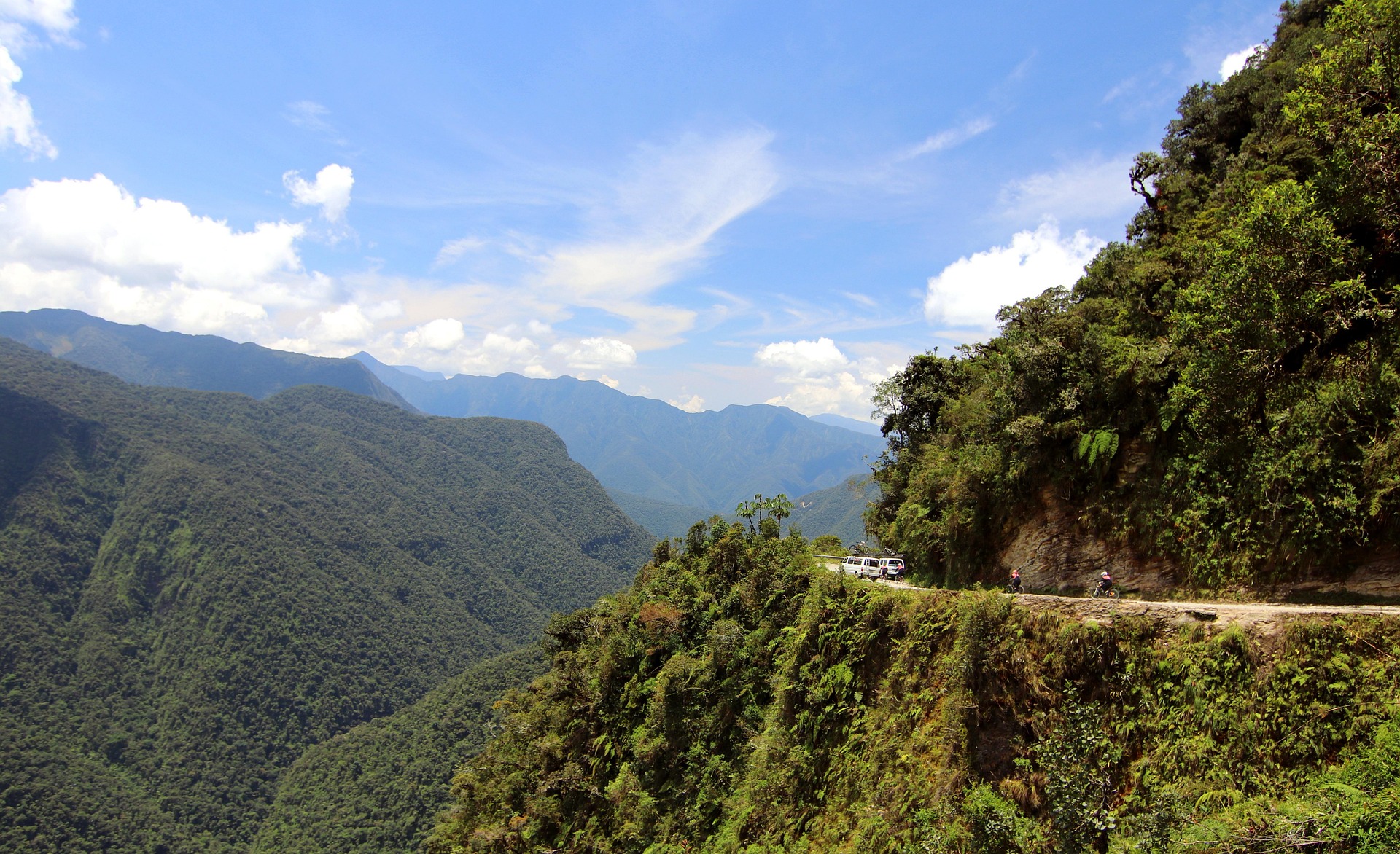 Yungas Death Road Mountain Pass Drive scenic driving route in Bolivia